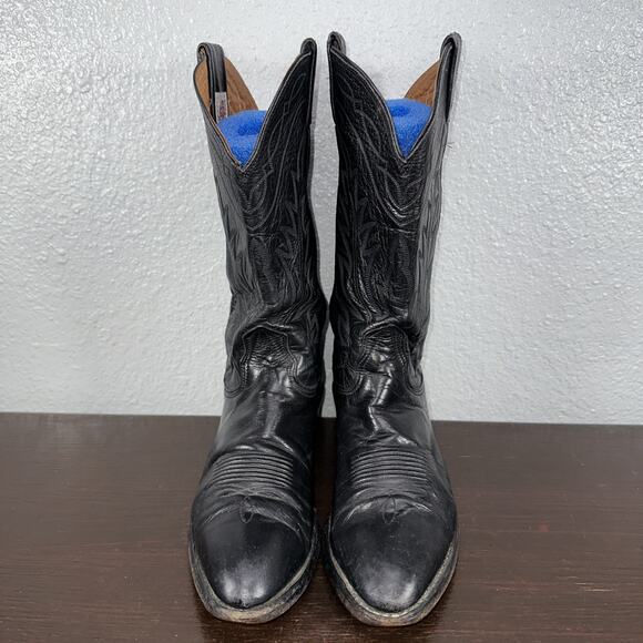 Vintage Nocona Cowboy Boots Men\'s Size 8 Black Leather 7501 Deertan Western main image 8